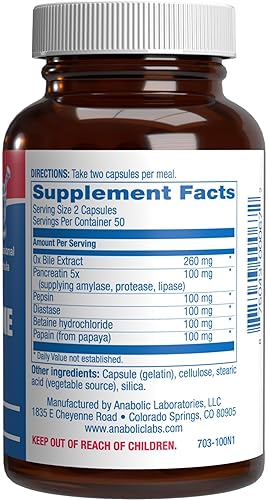 ANABOLIC LABORATORIES MULTI DIGESTIVE ENZYMES WITH OX BILE - CLINICAL STRENGTH PANCREATIN FOR PROTEIN, CARB FAT SUPPORT