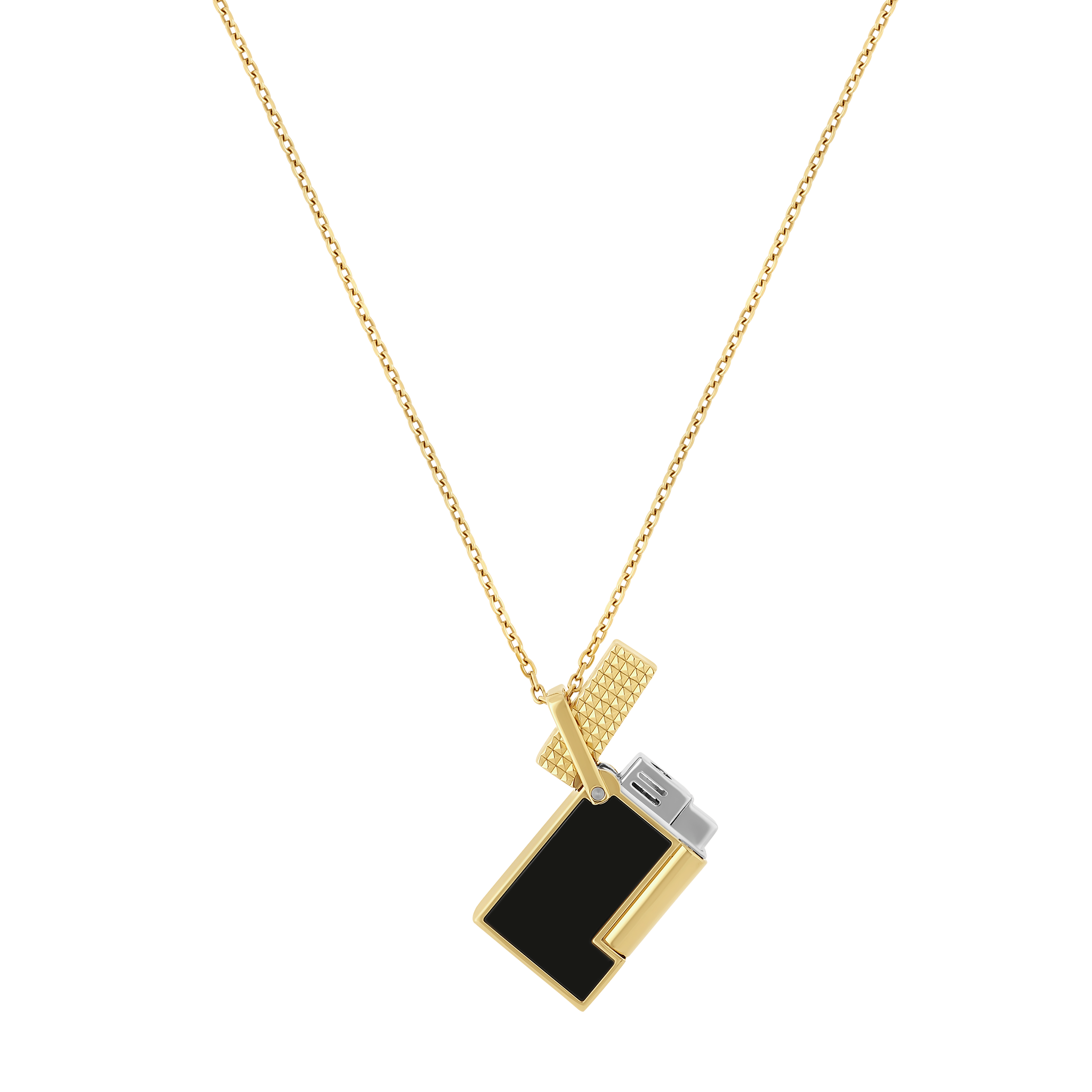 ST DUPONT LIGHTER NECKLACE YELLOW   LACQUERED LIGHTER GOLDEN
