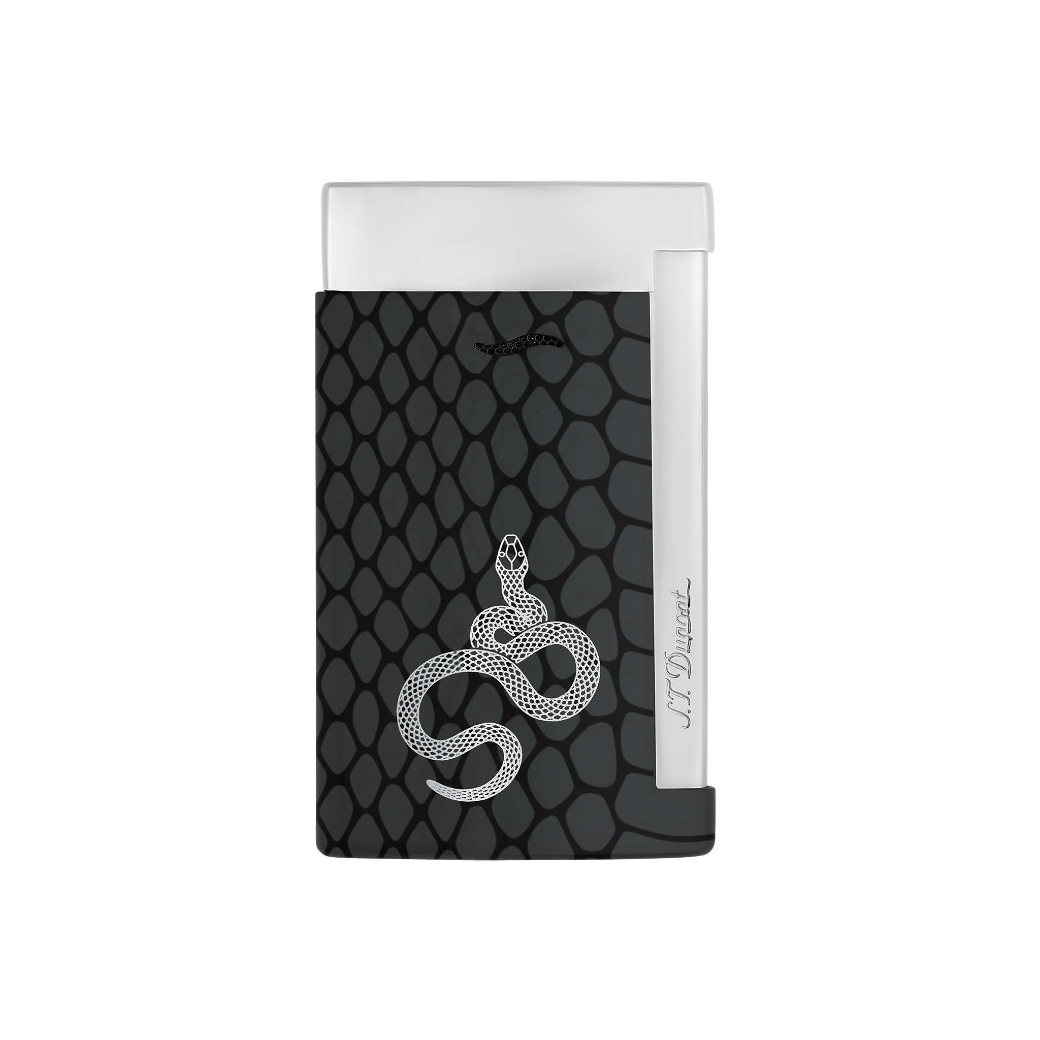 ST DUPONT SLIM 7 BLUE   LACQUERED LIGHTER SNAKE BLACK