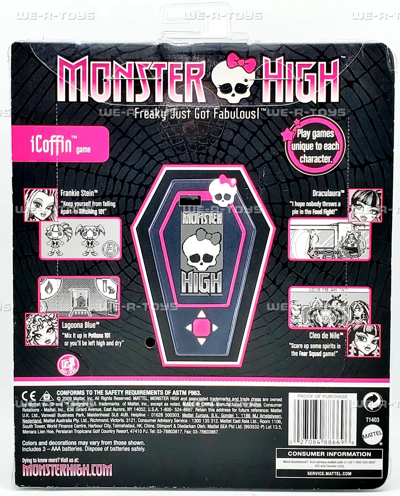 MONSTER HIGH ICOFFIN ELECTRONIC PHONE 2009 MATTEL T1403