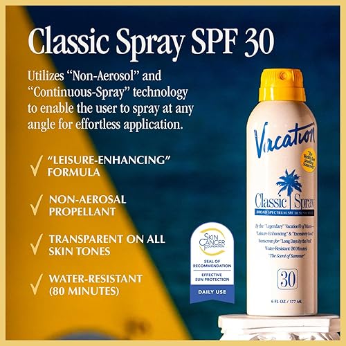 VACATION CLASSIC SPF 30 SUNSCREEN SPRAY AIR FRESHENER BUNDLE WATER-RESISTANT, VEGAN, 6OZ
