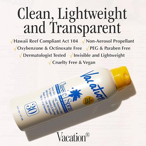 VACATION CLASSIC SPF 30 SUNSCREEN SPRAY AIR FRESHENER BUNDLE WATER-RESISTANT, VEGAN, 6OZ