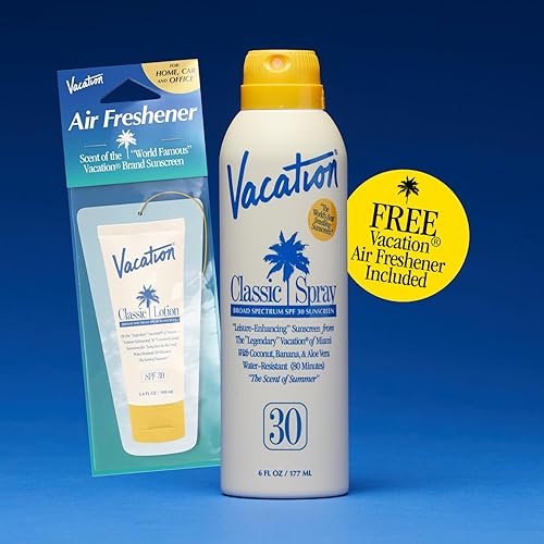 VACATION CLASSIC SPF 30 SUNSCREEN SPRAY AIR FRESHENER BUNDLE WATER-RESISTANT, VEGAN, 6OZ