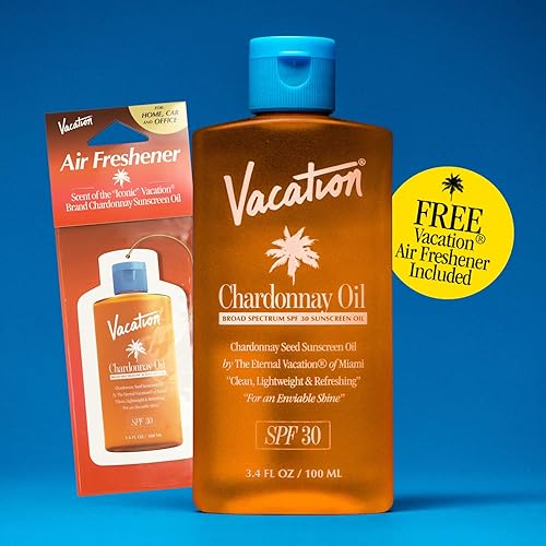 VACATION CHARDONNAY SPF 30 SUNSCREEN AIR FRESHENER BUNDLE HYDRATING, LIGHTWEIGHT, TRAVEL SIZE