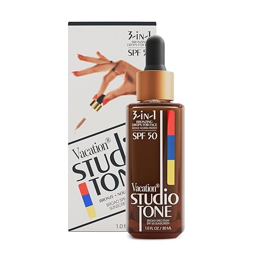 VACATION STUDIO TONE SPF 50 BRONZING DROPS FOR FACE VEGAN, NON-COMEDOGENIC, BROAD SPECTRUM