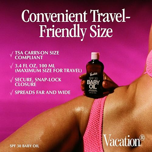 VACATION BABY OIL SPF 30 SUNSCREEN AIR FRESHENER BUNDLE, HYDRATING, MINERAL OIL-FREE, 3.4OZ