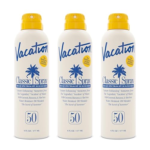 VACATION CLASSIC SPF 50 SUNSCREEN SPRAY WATER-RESISTANT, LIGHTWEIGHT, VEGAN, 6OZ 3-PACK