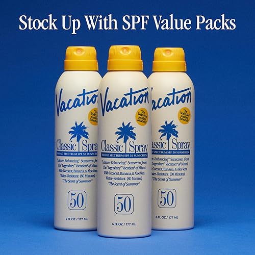 VACATION CLASSIC SPF 50 SUNSCREEN SPRAY WATER-RESISTANT, LIGHTWEIGHT, VEGAN, 6OZ 3-PACK