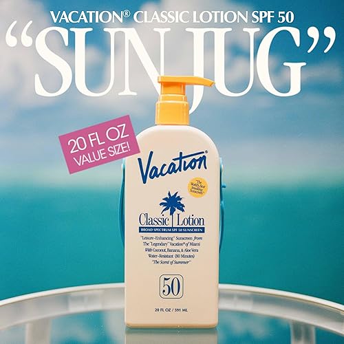 VACATION CLASSIC SPF 50 BROAD SPECTRUM SUNSCREEN JUG, WATER RESISTANT, VEGAN, FAMILY SIZE 20OZ