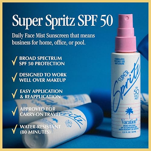 VACATION SUPER SPRITZ SPF 50 FACE MIST - LIGHTWEIGHT, WATER-RESISTANT SUNSCREEN SPRAY 3-PACK