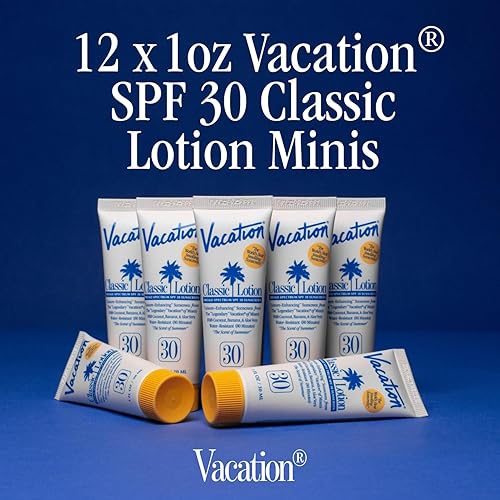 VACATION MINI SUNSCREEN SPF 30, WATER-RESISTANT, TRAVEL SIZE 1OZ BULK PACK OF 12 LOTION