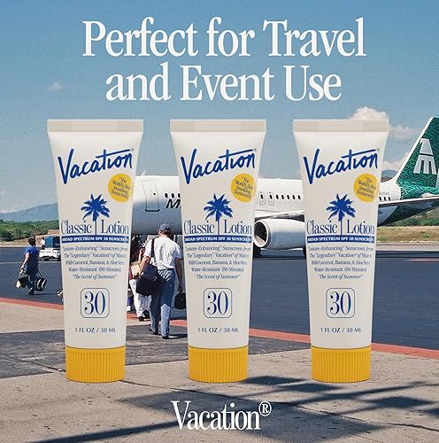 VACATION MINI SUNSCREEN SPF 30, WATER-RESISTANT, TRAVEL SIZE 1OZ BULK PACK OF 12 LOTION