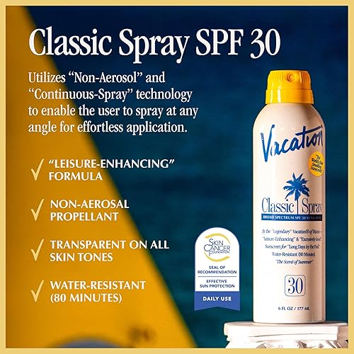 VACATION CLASSIC SPF 30 SUNSCREEN SPRAY WATER-RESISTANT, LIGHTWEIGHT, VEGAN, 6OZ 3-PACK