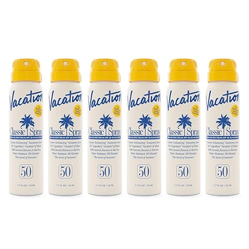 VACATION MINI SUNSCREEN SPRAY SPF 50, WATER-RESISTANT, TRAVEL SIZE 1.7OZ, 6-PACK VALUE SET