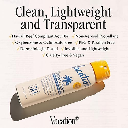VACATION MINI SUNSCREEN SPRAY SPF 50, WATER-RESISTANT, TRAVEL SIZE 1.7OZ, 6-PACK VALUE SET