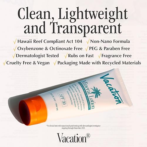 VACATION SPF 30 MINERAL SUNSCREEN AIR FRESHENER BUNDLE NON-NANO ZINC, VEGAN, TRAVEL SIZE