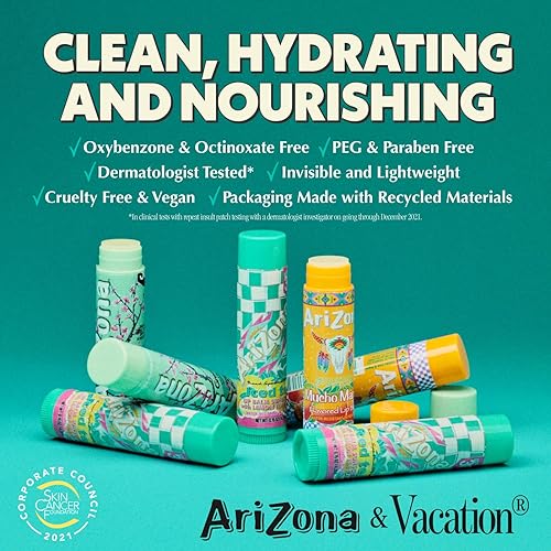 VACATION ARIZONA SPF 30 LIP BALM 3-PACK HYDRATING, WATER RESISTANT, VEGAN SUNSCREEN CHAPSTICK