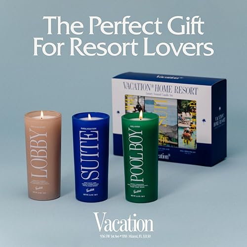VACATION SUNSCREEN SCENTED CANDLE SET - PREMIUM SOY WAX, 85-HOUR BURN, LUXURY GIFT, 3-PACK