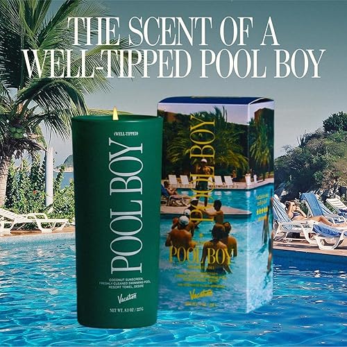VACATION POOL BOY CANDLE LUXURY COCONUT, SUNSCREEN RESORT TOWEL SCENT BEACH GIFT