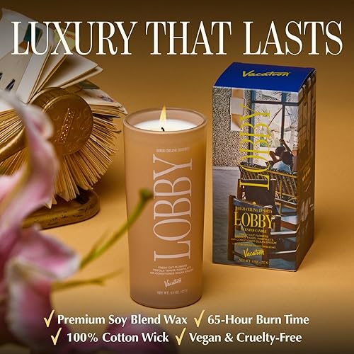 VACATION SCENTED CANDLE HIGH CEILING RESORT FLORAL DECOR WITH COCONUT, VANILLA LINEN