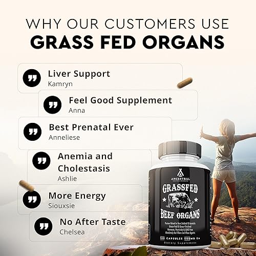 ANCESTRAL SUPPLEMENTS GRASS-FED BEEF ORGAN COMPLEX LIVER, HEART, KIDNEY MORE, 180 CAPS