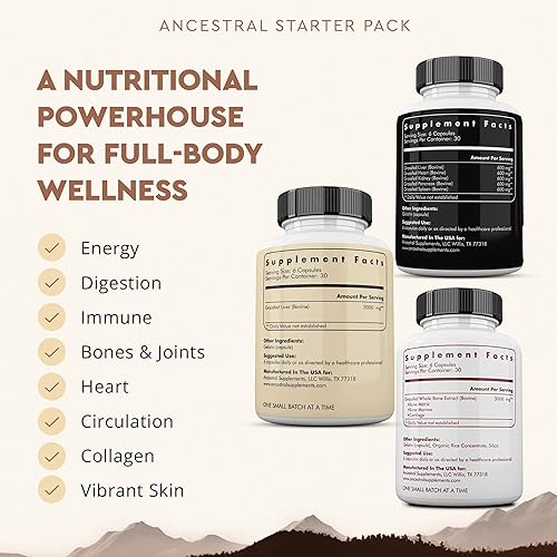 ANCESTRAL SUPPLEMENTS BEEF ORGANS STARTER PACK ORGANS STACK VARIATION FOR HEALTH SUPPORT