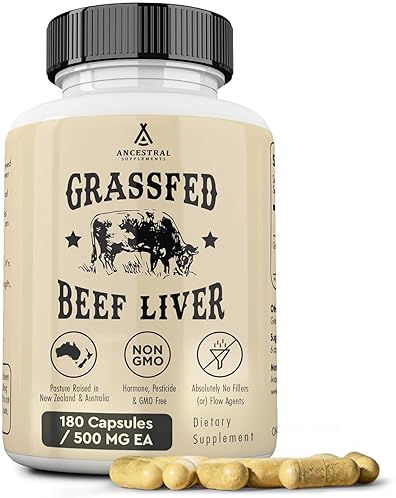 ANCESTRAL SUPPLEMENTS GRASS-FED BEEF LIVER 180 CAPSULES ENERGY, IMMUNITY DETOX SUPPORT