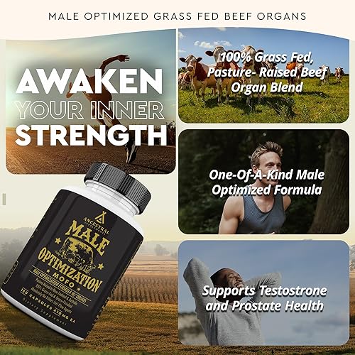 ANCESTRAL SUPPLEMENTS MOFO - GRASS-FED BEEF ORGAN CAPSULES FOR MEN S ENERGY HEALTH, 180CT