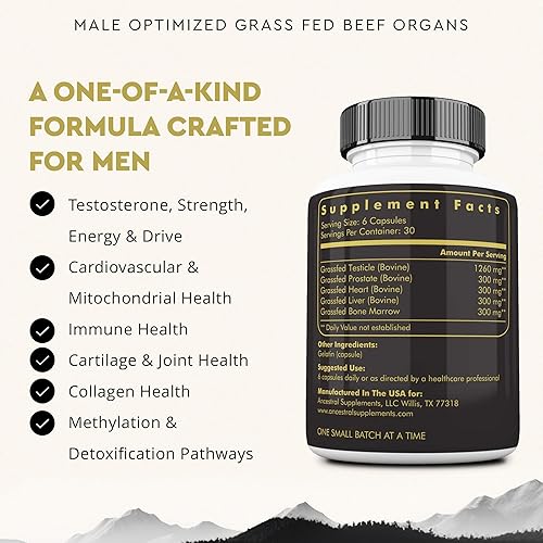 ANCESTRAL SUPPLEMENTS MOFO - GRASS-FED BEEF ORGAN CAPSULES FOR MEN S ENERGY HEALTH, 180CT