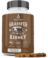 ANCESTRAL SUPPLEMENTS GRASS FED BEEF KIDNEY 3000MG - DAO ENZYME, KIDNEY HISTAMINE SUPPORT
