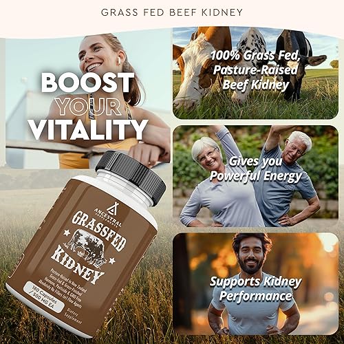 ANCESTRAL SUPPLEMENTS GRASS FED BEEF KIDNEY 3000MG - DAO ENZYME, KIDNEY HISTAMINE SUPPORT