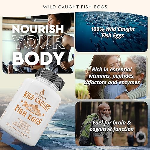 ANCESTRAL SUPPLEMENTS WILD CAUGHT FISH EGGS 2400MG OMEGA-3 VITAMIN D K2 A, 180 CAPS