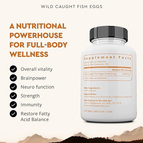 ANCESTRAL SUPPLEMENTS WILD CAUGHT FISH EGGS 2400MG OMEGA-3 VITAMIN D K2 A, 180 CAPS