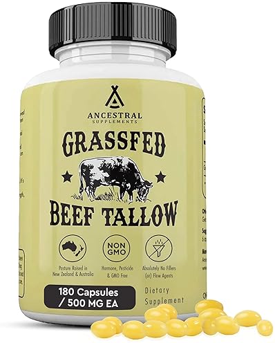 ANCESTRAL SUPPLEMENTS BEEF TALLOW CAPSULES 3000MG SUPPORTS BONES, SKIN, IMMUNITY 180CT
