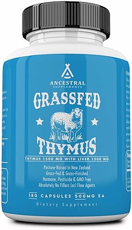 ANCESTRAL SUPPLEMENTS GRASS-FED OVINE THYMUS 3000MG WITH BEEF LIVER, IMMUNE ALLERGY SUPPORT