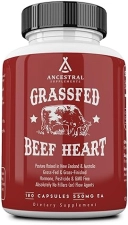 ANCESTRAL SUPPLEMENTS GRASS-FED BEEF HEART 3300MG WITH COQ10, NON-GMO, 180 CAPSULES