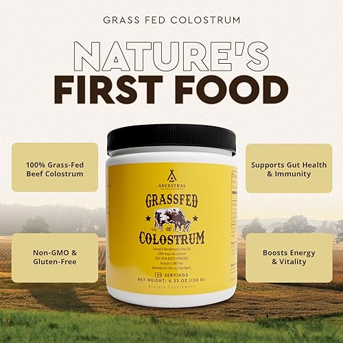ANCESTRAL SUPPLEMENTS BOVINE COLOSTRUM POWDER GRASS-FED, FREEZE-DRIED, IMMUNE GUT SUPPORT, 120 SERVI