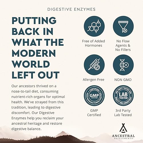 ANCESTRAL SUPPLEMENTS DIGESTIVE ENZYMES WITH PROBIOTICS BEEF ORGANS, 90 CAPS, NON-GMO