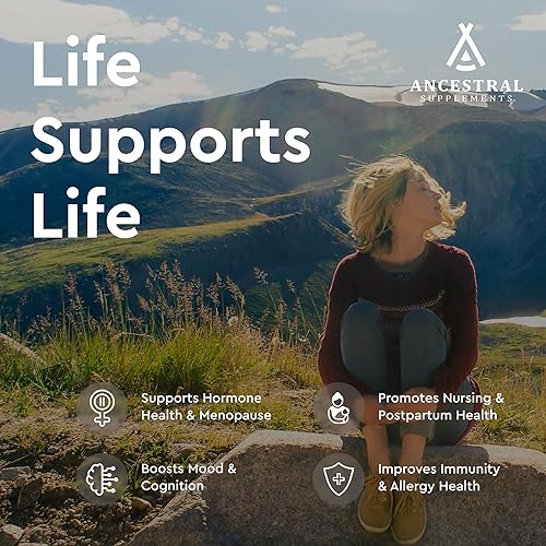 ANCESTRAL SUPPLEMENTS GRASS-FED PLACENTA LIVER CAPSULES POSTPARTUM, MENOPAUSE, SKIN SUPPORT