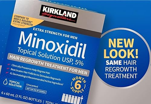 KIRKLAND MINOXIDIL 5 MEN S HAIR REGROWTH SOLUTION 6-MONTH SUPPLY 12OZ WITH APPLICATOR COMB