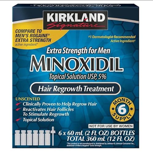 KIRKLAND MINOXIDIL 5 MEN S HAIR REGROWTH SOLUTION 6-MONTH SUPPLY 12OZ WITH APPLICATOR COMB