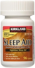 KIRKLAND SIGNATURE SLEEP AID DOXYLAMINE SUCCINATE 25MG, 96 TABLETS, NO FLAVOR, PACKAGING VARIES