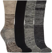 KIRKLAND SIGNATURE WOMENS EXTRA-FINE MERINO WOOL CREW SOCKS, MULTI-COLOR, 4-PACK