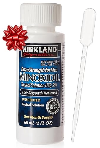 KIRKLAND SIGNATURE MINOXIDIL 5 FOR MEN HAIR REGROWTH - 1 MONTH SUPPLY, EFFECTIVE TREATMENT