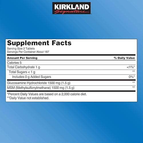 KIRKLAND SIGNATURE GLUCOSAMINE WITH MSM JOINT SUPPORT SUPPLEMENT 375 TABLETS