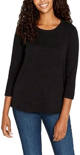 KIRKLAND  SIGNATURE WOMENS COTTON SLUB T-SHIRT SOFT, COMFORTABLE CASUAL TEE