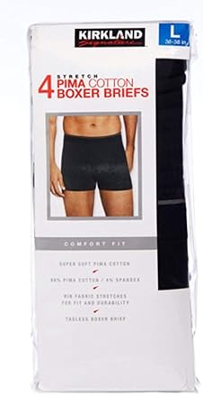 KIRKLAND SIGNATURE MENS PIMA COTTON BOXER BRIEFS 4-PACK SOFT, COMFORTABLE UNDERWEAR