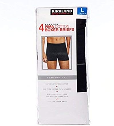 KIRKLAND SIGNATURE MENS PIMA COTTON BOXER BRIEFS 4-PACK SOFT, COMFORTABLE UNDERWEAR