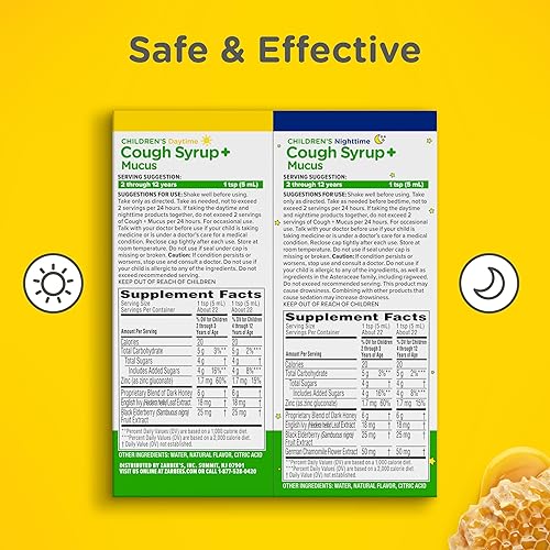 ZARBEES KIDS HONEY COUGH SYRUP DAY NIGHT PACK, IVY LEAF, CHAMOMILE, MIXED BERRY, 2X4OZ