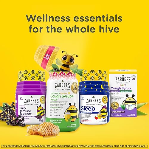 ZARBEES KIDS HONEY COUGH SYRUP DAY NIGHT PACK, IVY LEAF, CHAMOMILE, MIXED BERRY, 2X4OZ